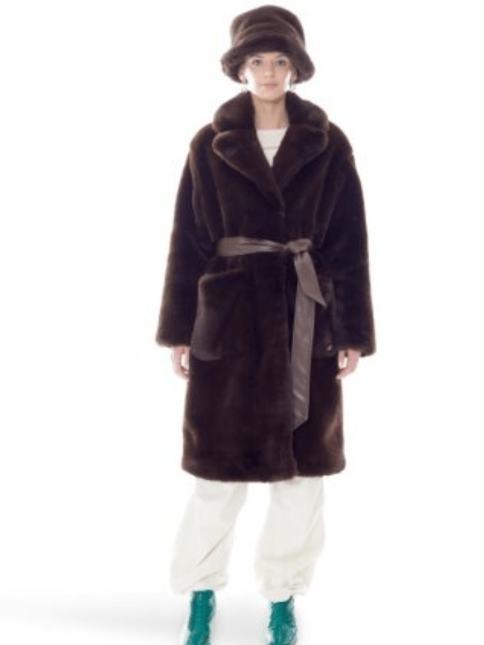 Freed Coats and Jackets Freed Lily Long Faux Fur Coat in Espresso izzi-of-baslow