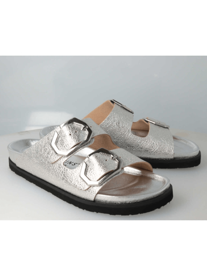 Genuins-Footwear-GALIA-Vegan-Silver-Flat-Sandals G105679 izzi-of-baslow