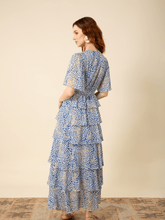 Hale Bob Dresses Hale Bob AINSLEY Blue Tiered Maxi Dress 46UB650A izzi-of-baslow