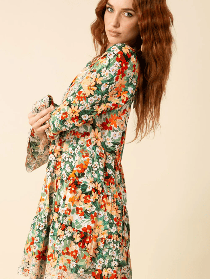 Hale Bob Dresses Hale Bob AMARI Embroidered Dress In Green 45WR640A izzi-of-baslow