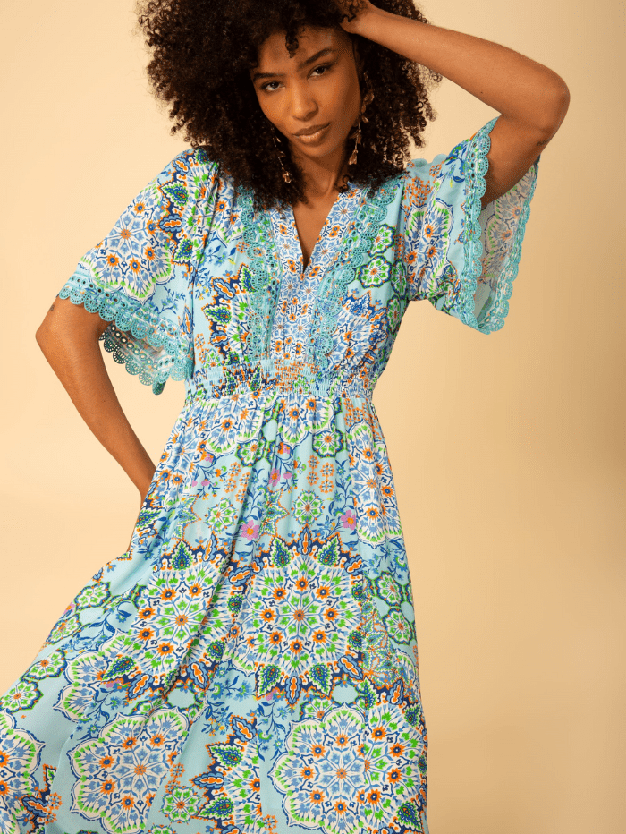 Hale Bob CHARLEE Turquoise Print Maxi Dress H43EK622A Izzi of Baslow Hale Bob CHARLEE Turquoise Print Maxi Dress H43EK622A Izzi of Baslow