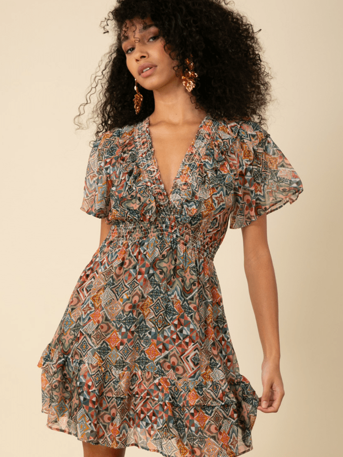 Hale Bob Women's KALIYAH Patterned Mini Dress In Black 4YPR650A Col BLK