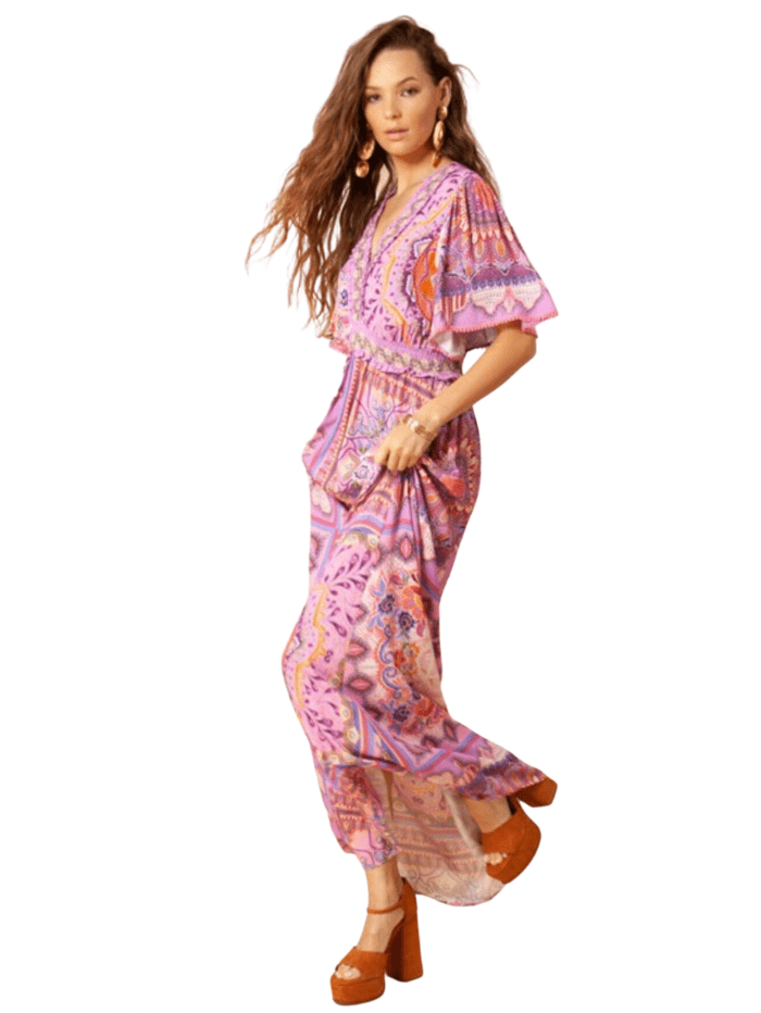 Hale Bob Dresses Hale Bob Pink Printed Maxi Dress 35AZ6060 izzi-of-baslow