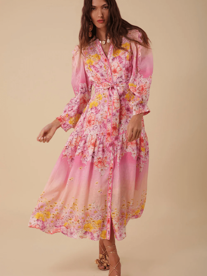 Hale-Bob-VALERIE-Pink-Linen-Midi-Dress 3ZLB652A izzi-of-baslow