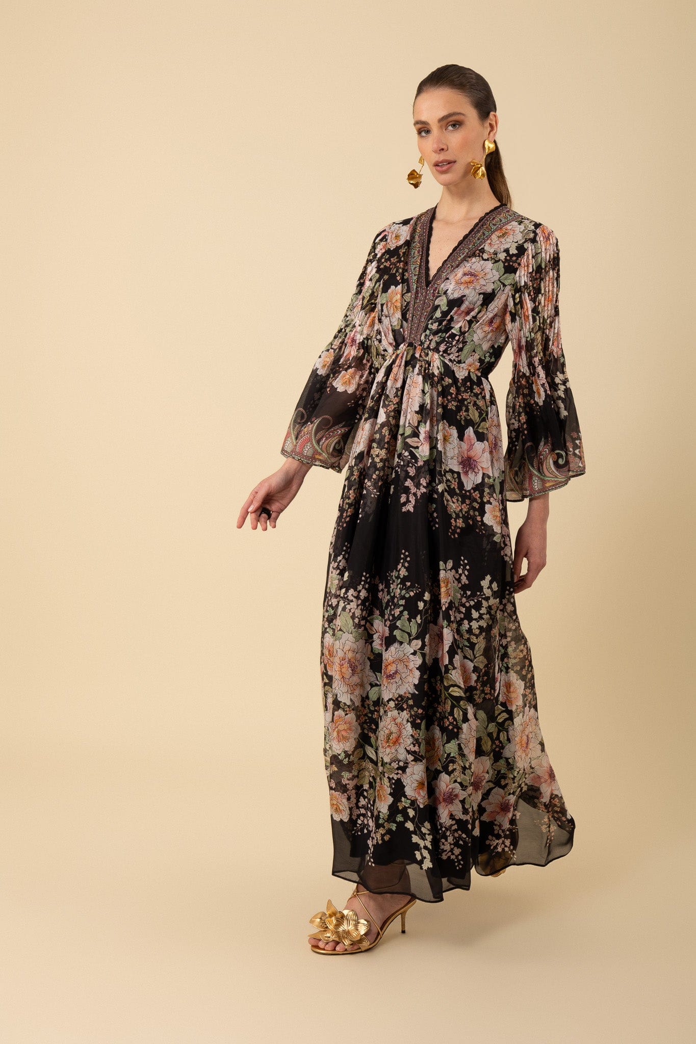 Hale Bob Women's ALANNA Patterned Maxi Dress In Black 4YPR652A Col BLK – Izzi of Baslow