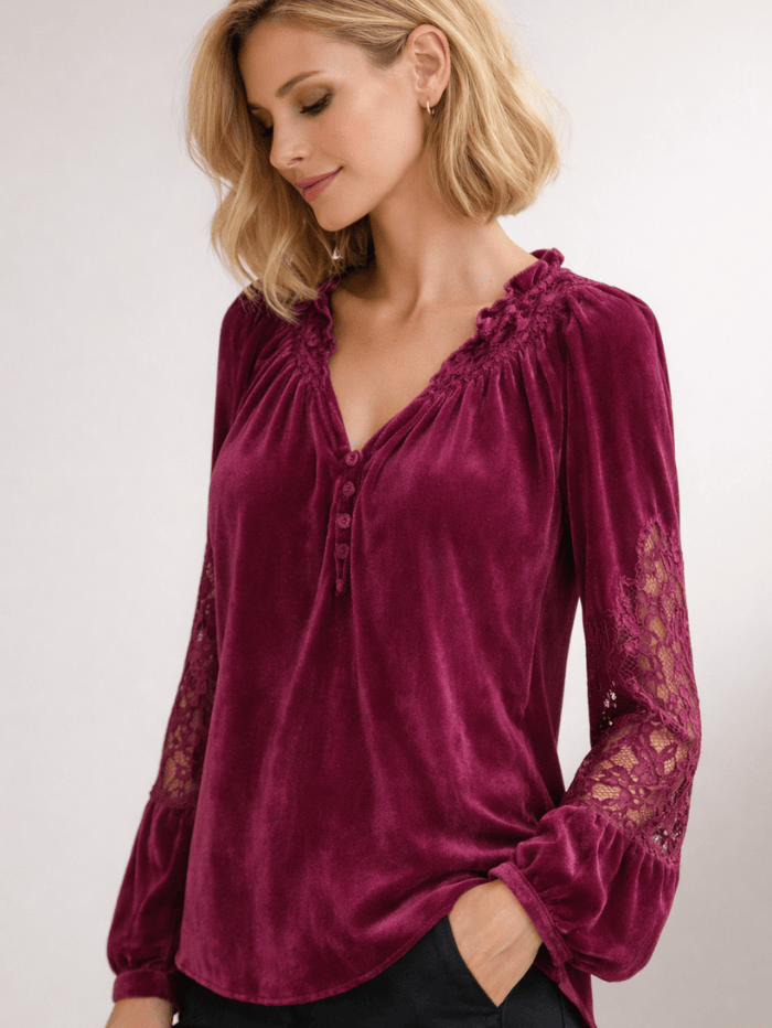Hale Bob Tops Hale Bob AMANDA Violet Washed Velvet Top 48CF220A izzi-of-baslow