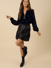 Hale Bob Tops Hale Bob DANIELLE Navy Velvet Burnout Top 48VT264S izzi-of-baslow