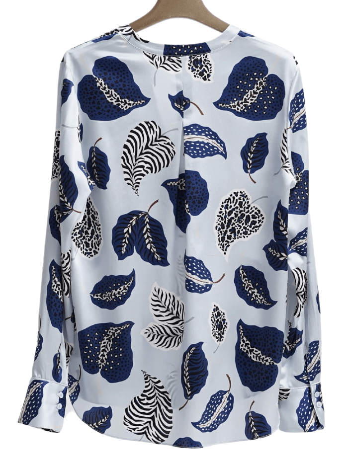 Herzen’s Angelegenheit Tops Herzen’s Angelegenheit Blue Leaf Printed Tunic Blouse 25233 6167 233028 izzi-of-baslow