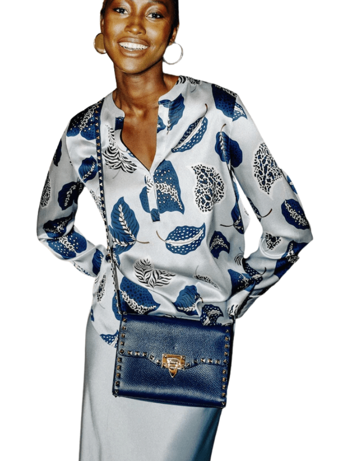 Herzen’s Angelegenheit Tops Herzen’s Angelegenheit Blue Leaf Printed Tunic Blouse 25233 6167 233028 izzi-of-baslow