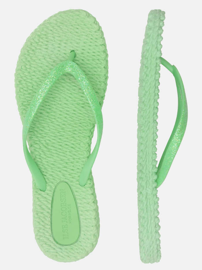Ilse Jacobsen Shoes Ilse Jacobsen Flip Flops With Glitter In Bright Green CHEERFUL01 Col 495 izzi-of-baslow