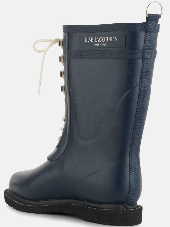 Ilse Jacobsen Shoes Ilse Jacobsen Medium Length Rubber Lace Up Wellington Boots Dark Indigo RUB15 660 izzi-of-baslow