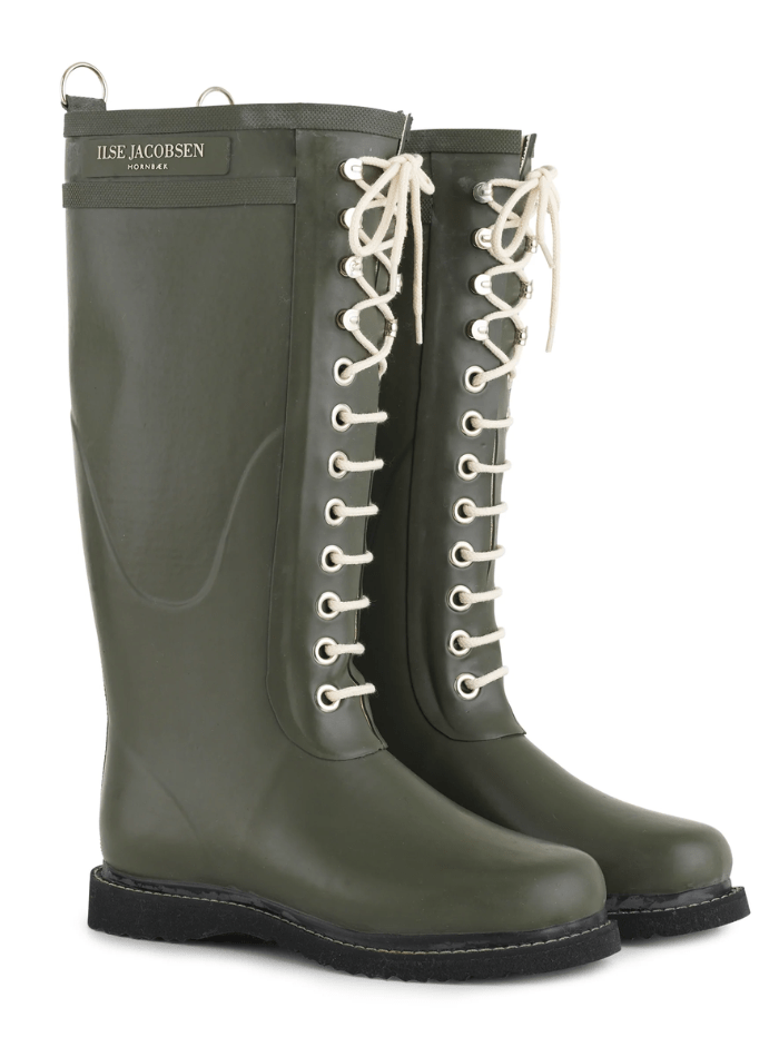 llse-Jacobsen-Long-Length-Rubber-Lace-Up-Wellington-Boots-Army RUB1 410 izzi-of-baslow