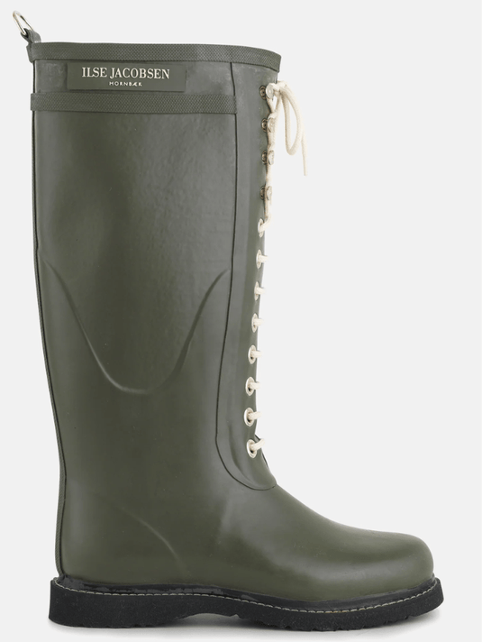 Ilse Jacobsen RUB15 Medium Length Rubber Lace Up Wellington Boots Army RUB15 41