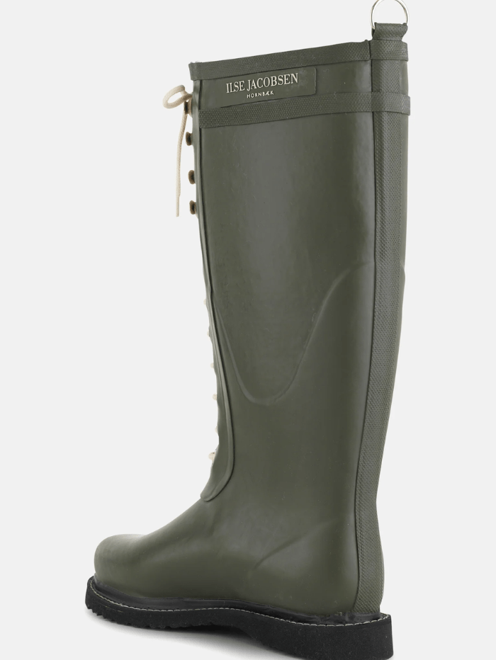 Ilse Jacobsen Shoes lse Jacobsen Long Length Rubber Lace Up Wellington Boots Army RUB1 410 izzi-of-baslow