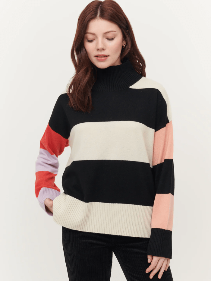 &amp;-Isla-Sadie-Colourblock-Black-Multi-Stripe-Funnel-Cashmere-Jumper IF3C-041