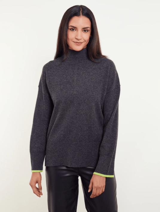 & Isla Women's BONNIE Curved Hem Crew Neck Jumper In Silver With Multi IF5C-277 main image 0