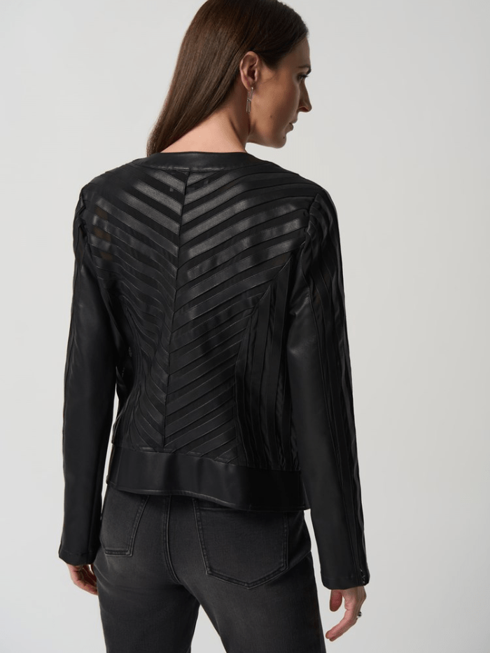 Joseph Ribkoff Black Faux-Leather and Mesh Jacket 233962 11 izzi-of-baslow