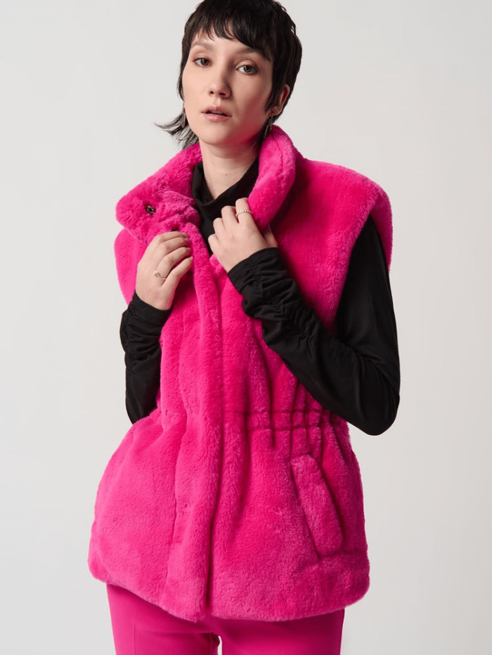 Joseph-Ribkoff-Faux-Fur-Gilet-In-Shocking-Pink-234903 Col 4129 izzi-of-baslow