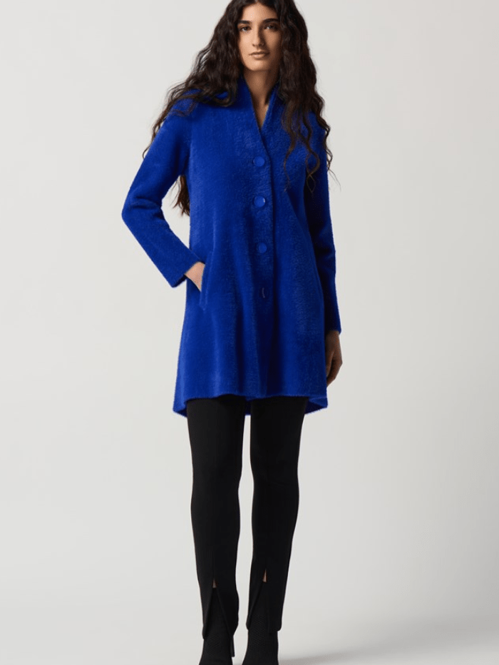 Joseph-Ribkoff-Feather-Yarn-Flared-Coat-In-Royal-Sapphire 234906 Col 2922 izzi-of-baslow
