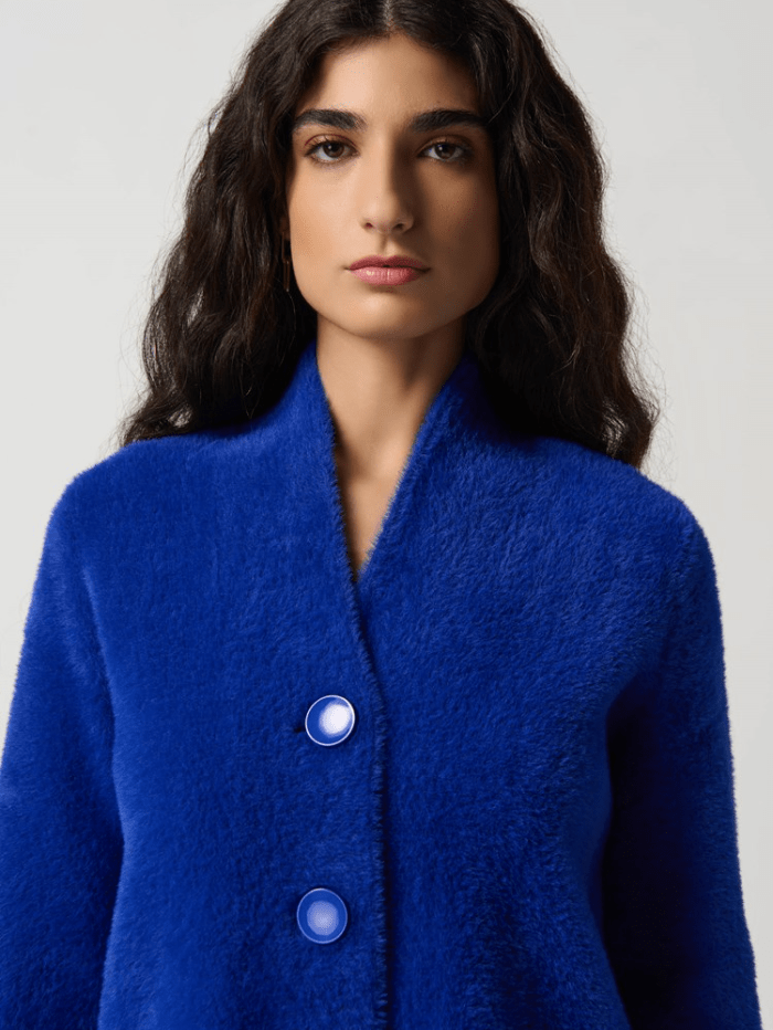 Joseph-Ribkoff-Feather-Yarn-Flared-Coat-In-Royal-Sapphire 234906 Col 2922 izzi-of-baslow