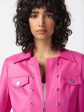 Joseph-Ribkoff-Pink-Foiled-Suede-Jacket-With-Metal-Trims 241911 Col 4243 izzi-of-baslow