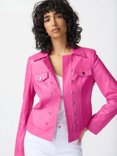 Joseph-Ribkoff-Pink-Foiled-Suede-Jacket-With-Metal-Trims 241911 Col 4243 izzi-of-baslow