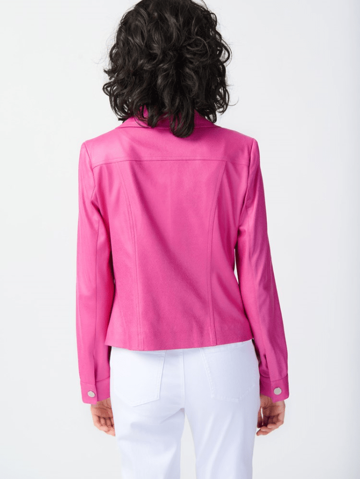 Joseph-Ribkoff-Pink-Foiled-Suede-Jacket-With-Metal-Trims 241911 Col 4243 izzi-of-baslow