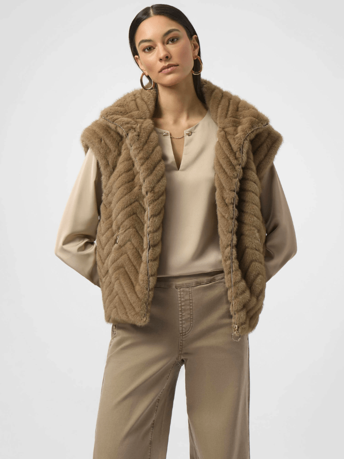 Chevron Faux Fur Mock Neck Vest 254906 main image 1