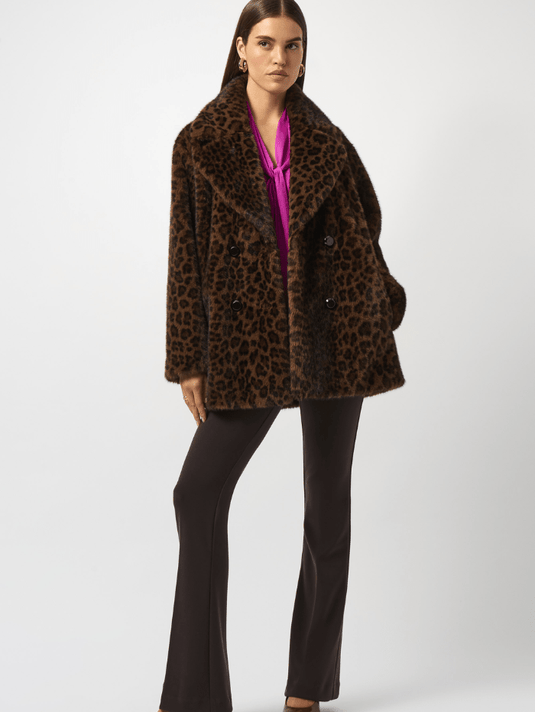 Col Coates Joseph Ribkoff Women's Faux Fur Leopard Print Coat 253937 Col 295 ...