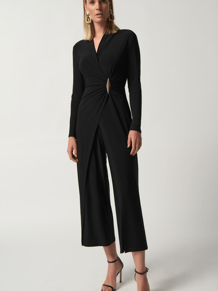 Joseph Ribkoff Black Wrap Culotte Jumpsuit 233097 Col 11 izzi-of-baslow