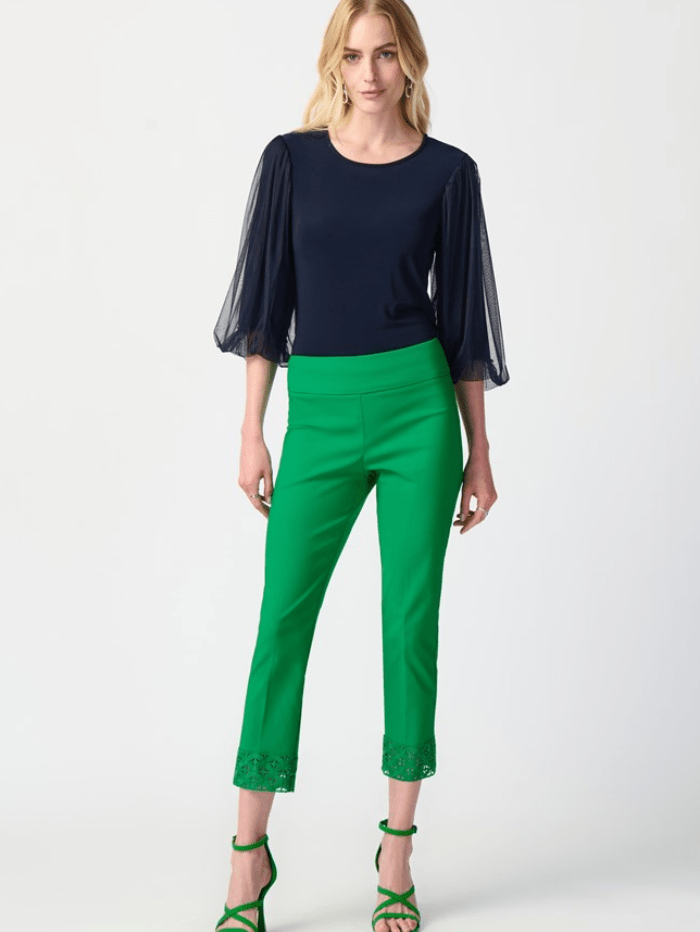 Joseph-Ribkoff-Crop-Pull-On-Trousers-In-Island-Green 241102 Col 4203 izzi-of-baslow