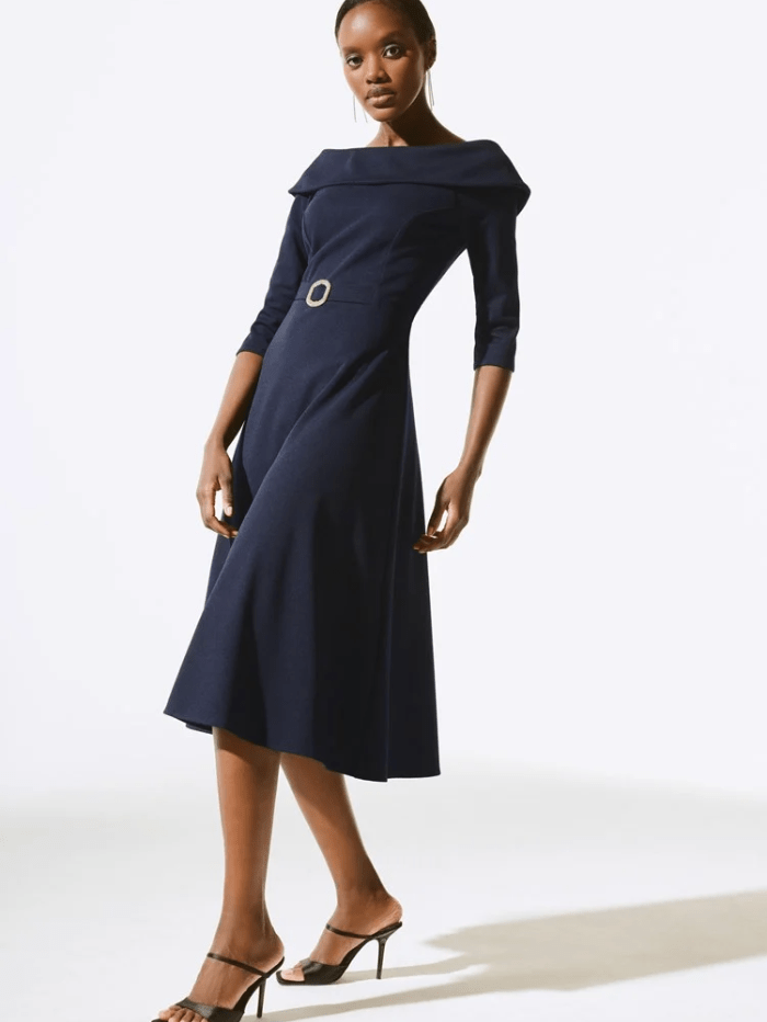 scuba crepe fit & flare dress DKNY Plus Size Solid Scuba Crepe Fit and Flare Dress