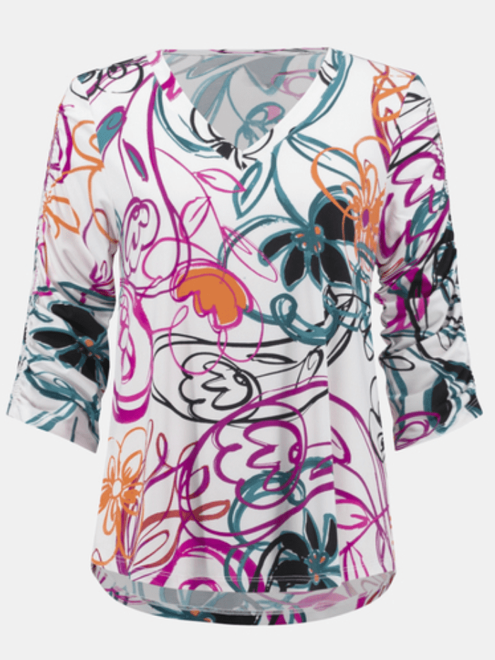 Joseph-Ribkoff-Colourful-Scribble-Print-Top 242179 Col 2539 izzi-of-baslow