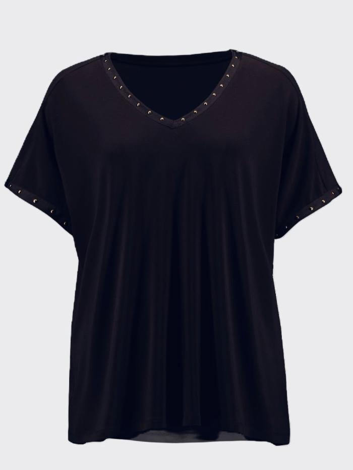 Joseph Ribkoff Tops Joseph Ribkoff Black Top With Studs 232024 11 izzi-of-baslow