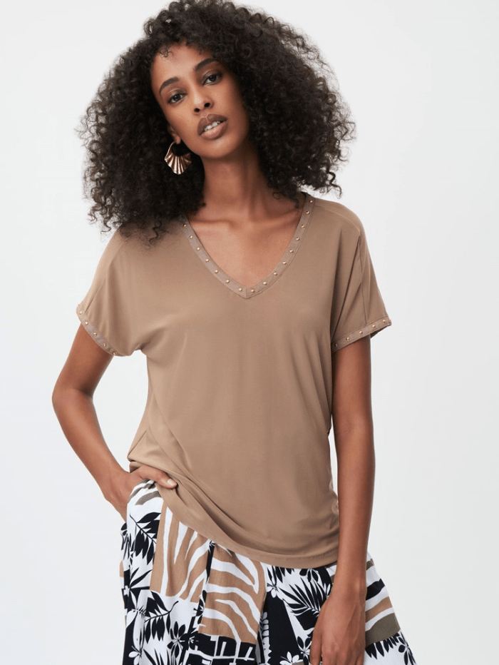 Joseph Ribkoff Camel Top With Studs 232024 3852 izzi-of-baslow