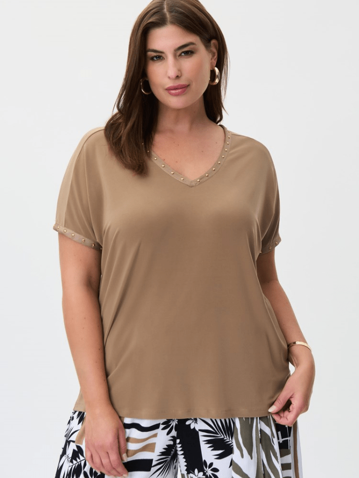 Joseph Ribkoff Camel Top With Studs 232024 3852 izzi-of-baslow