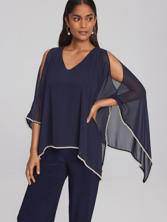 Joseph-Ribkoff-Chiffon-and-Silky-Knit-Poncho-Top 241715 Col 2166 izzi-of-baslow