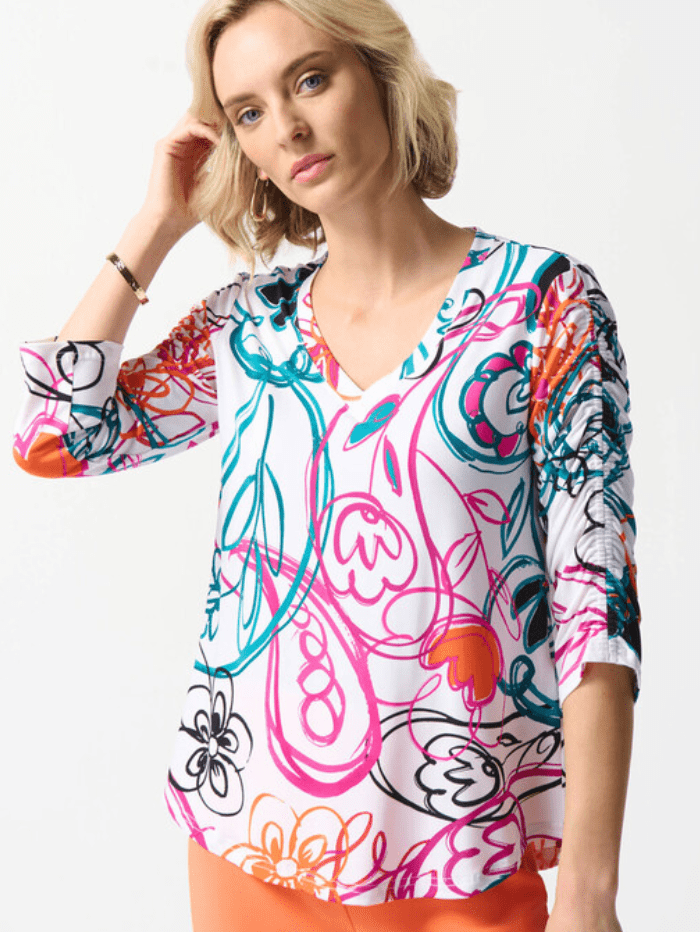 Joseph-Ribkoff-Colourful-Scribble-Print-Top 242179 Col 2539 izzi-of-baslow