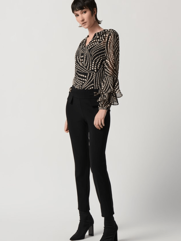 Joseph Ribkoff Tops Joseph Ribkoff Dot Print Chiffon Top With Ruffles Sleeves 234074 Col 178 izzi-of-baslow