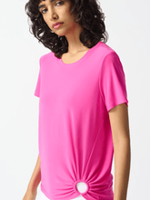 Joseph-Ribkoff-Silky-Knit-Front-Drape-Top-In-Pink 242199 Col 4202 izzi-of-baslow