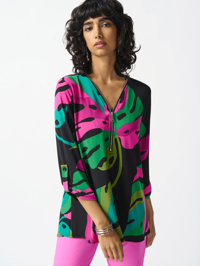 Joseph-Ribkoff-Silky-Knit-Tropical-Print-Tunic-242232 Col 178 izzi-of-baslow