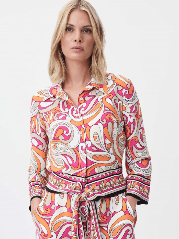 Joseph Ribkoff Tops Joseph Ribkoff Woven Retro Print Collared Blouse 232043 2539 izzi-of-baslow