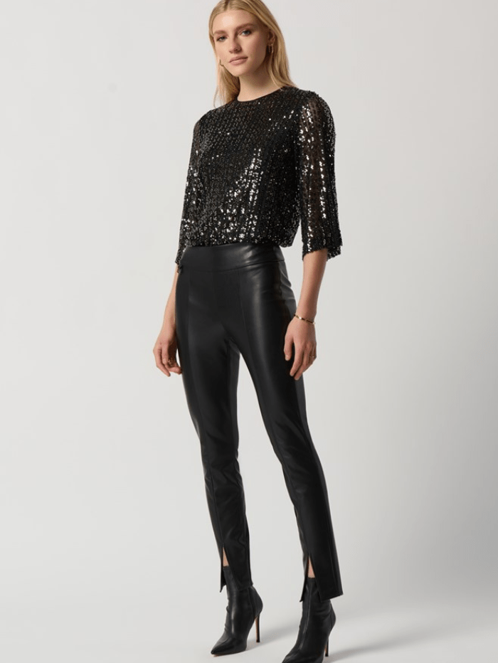 Joseph-Ribkoff-Black-Faux-Leather-Slim-Fit-Pull-On-Trousers 234148 Col 11 izzi-of-baslow