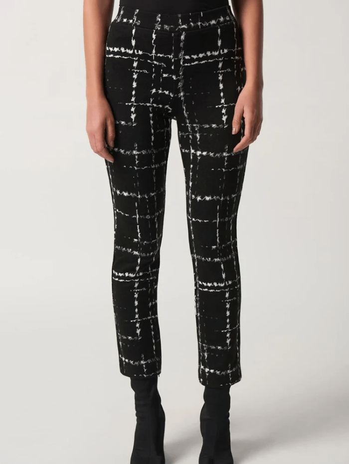 Joseph Ribkoff Black Plaid Slim Fit Trousers 233143 Col 178