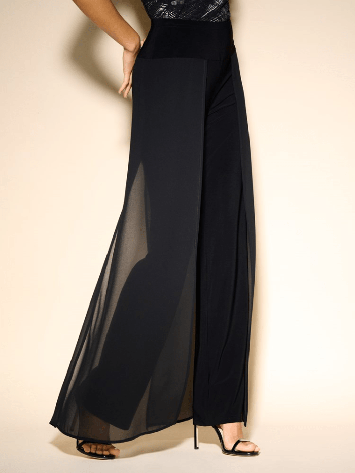 Joseph-Ribkoff-Chiffon-Overlay-Straight-Black-Leg-Trousers-233773 Col 11 izzi-of-baslow