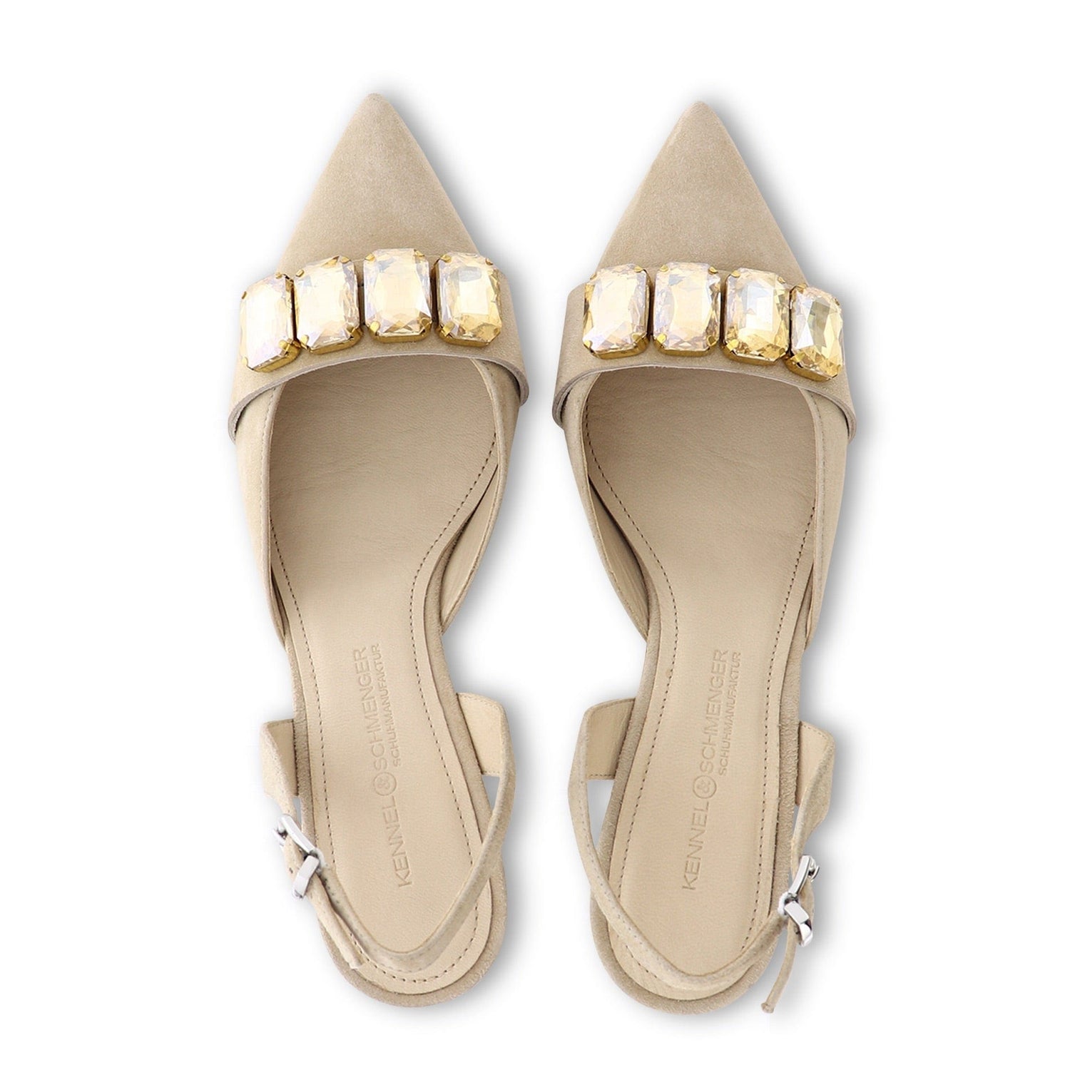 Kennel &amp; Schmenger Classic Slingback Heels Beige With Rhinestones 91-77660-405 001 izzi-of-baslow