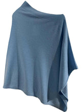 KINROSS Knitwear One Size Kinross Cashmere Rib Detail Poncho In Blue Mirage LRAC3-240 izzi-of-baslow