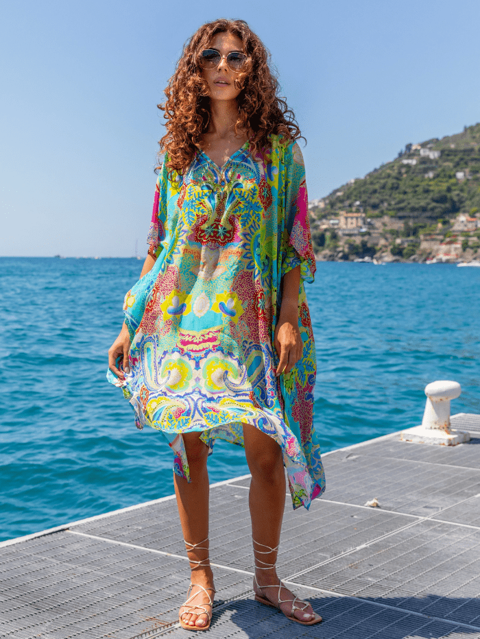 Lindsey-Brown-Dominica-Yellow-And-Turquoise-Print-Kaftan-With-Crystals-izzi-of-baslow