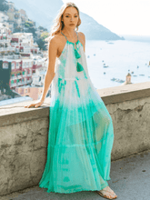 Lindsey Brown Resortwear Beachwear S Lindsey Brown SANTORINI Maxi Beach Dress In Aqua And White izzi-of-baslow