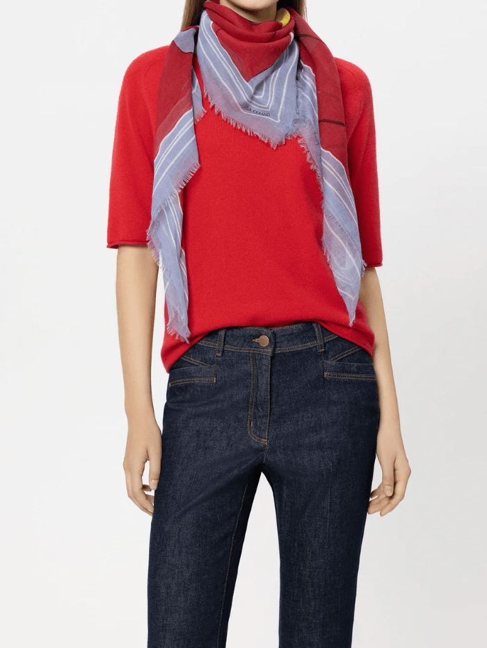Luisa Cerano Women's Cotton Scarf With Flower Print 838521 9469 Col 4642